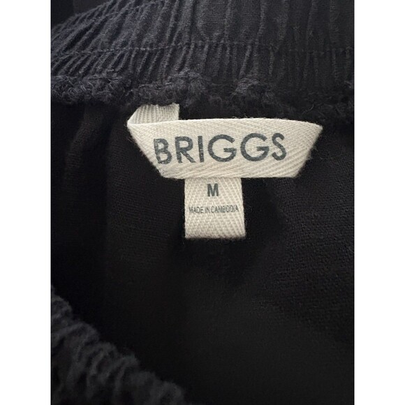 Briggs Linen Blend Wide Leg Pants Size M Black Beachy Lagenlook Boho Festival - Picture 7 of 16